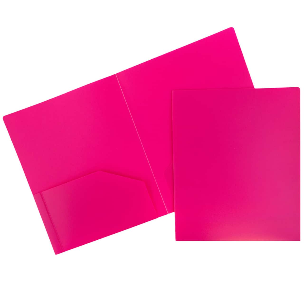 JAM Paper Heavy Duty Plastic 2-Pocket Folders, 6ct.